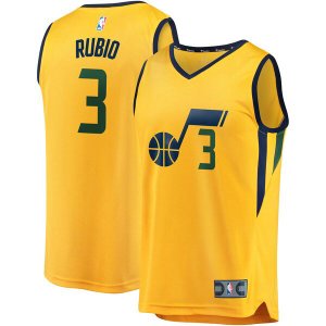 Camiseta Ricky Rubio 3 Utah Jazz Statement Edition Amarillo Hombre